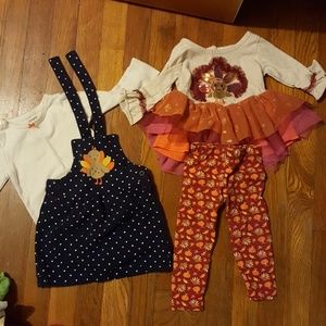 2- 2 piece 12 month girls Thanksgiving outfits